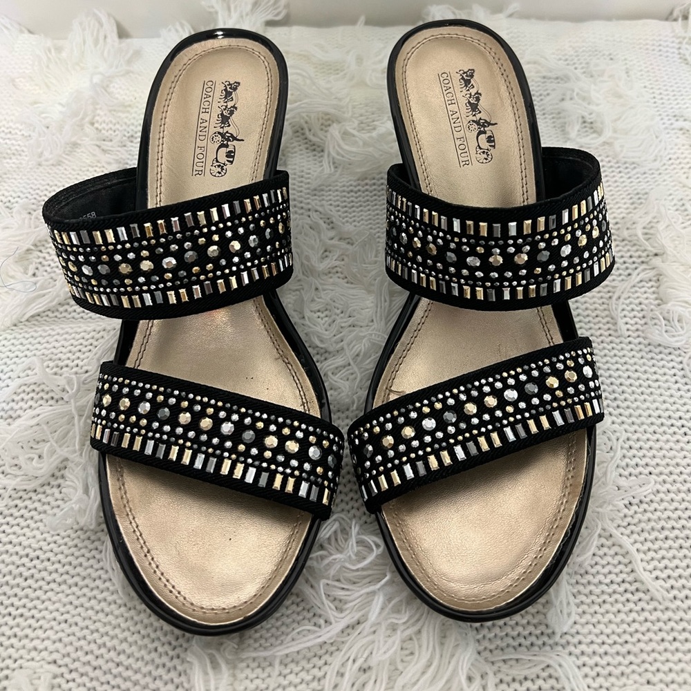 Coach and Four heeled wedge sandals